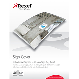 Rexel 2104250 Signmaker Self Adhesive Sign Covers A5 Pack of 10
