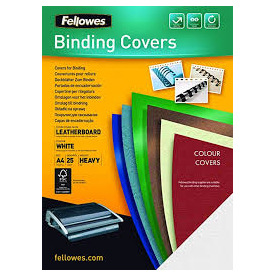 Fellowes 5370104 A4 Leatherboard Covers White 100 PK