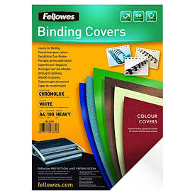 Fellowes 5378006 Binding Cover Chromolux Card A4 Pack of 100 White